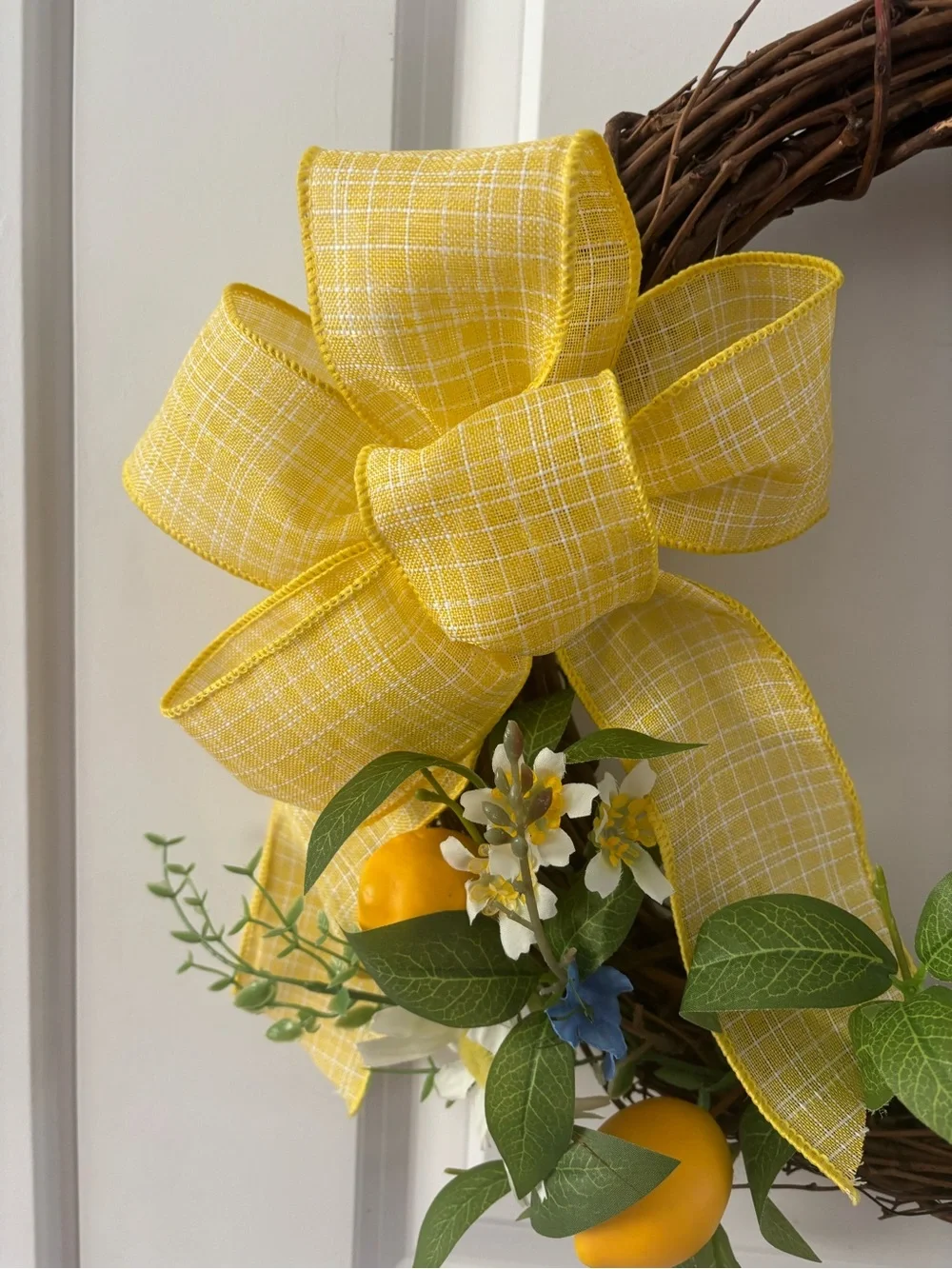 Lemon Daisy Grapevine Wreath Summertime Hand Crafted Custom Final Sale